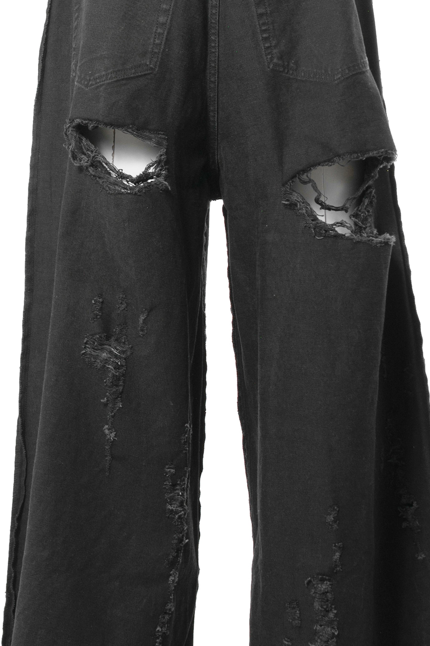 DESTROYED INSIDE-OUT BAGGY JEANS / BLK - 8