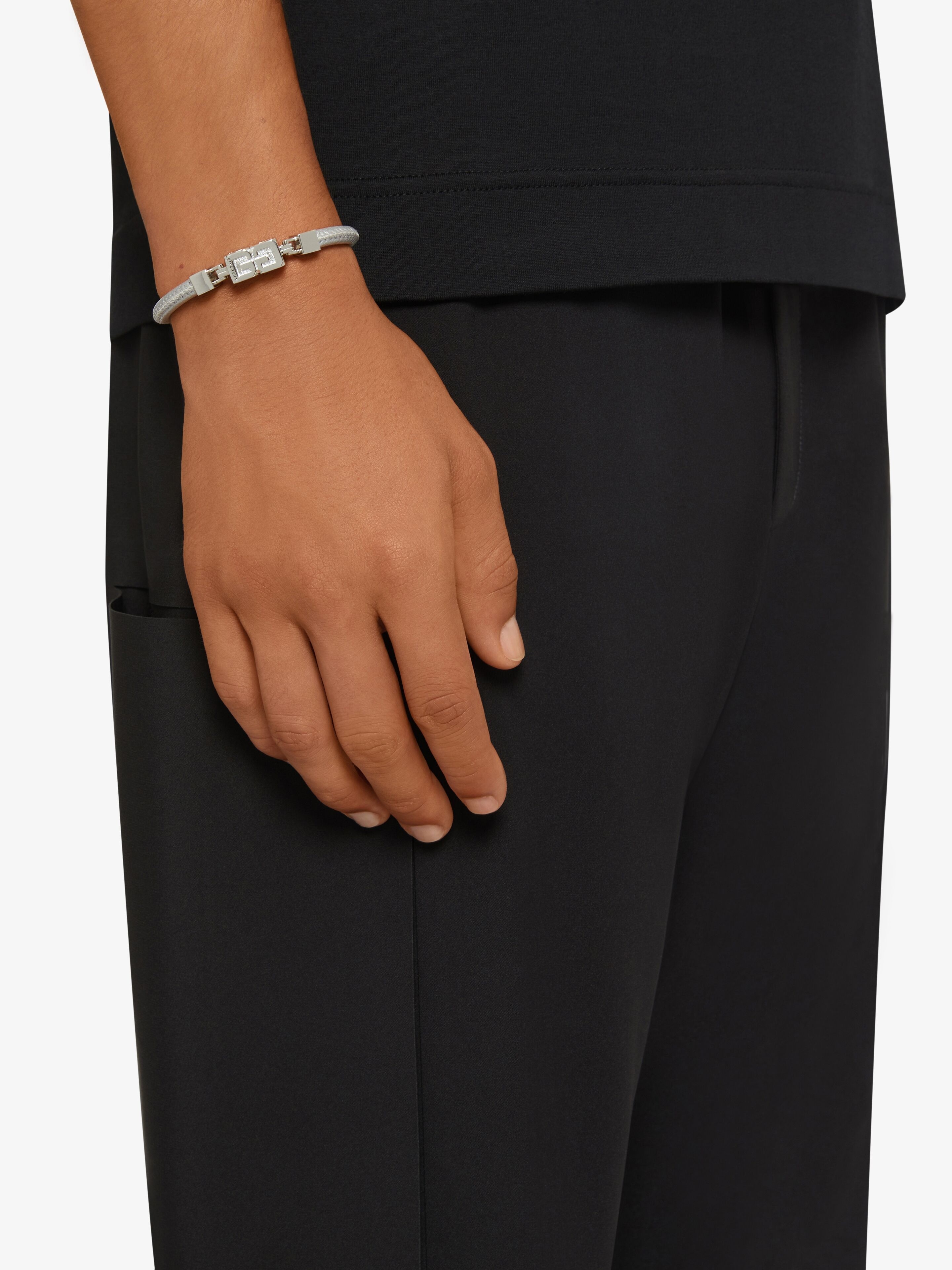 G CUBE BRACELET IN LEATHER AND METAL - 4