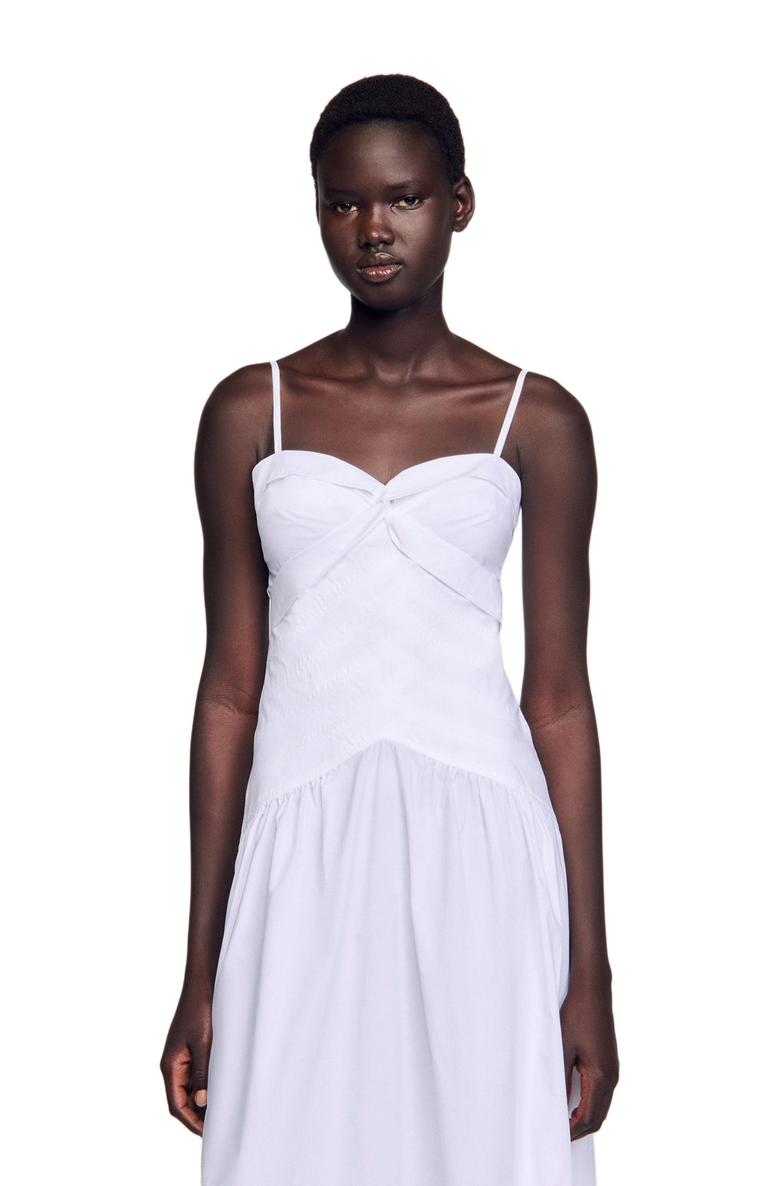 SANDRO Draped bustier maxi dress in White at Nordstrom - 3