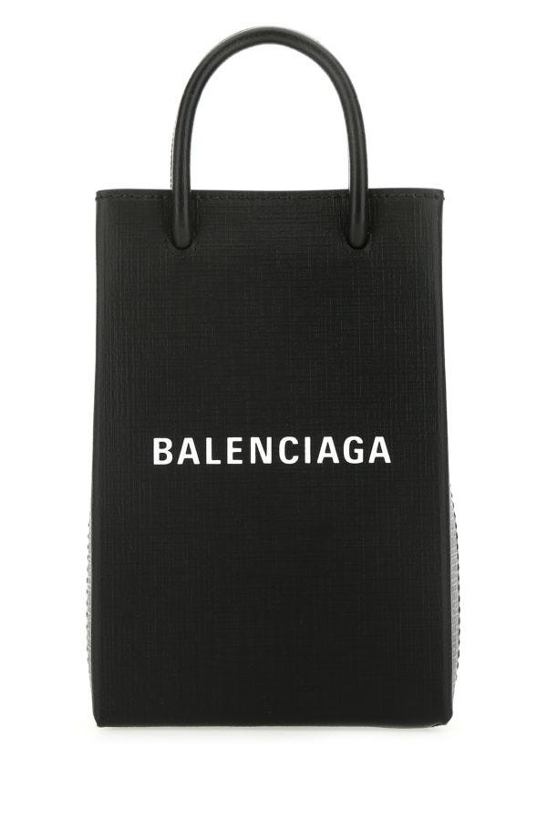 Balenciaga Woman Black Leather Phone Case - 1