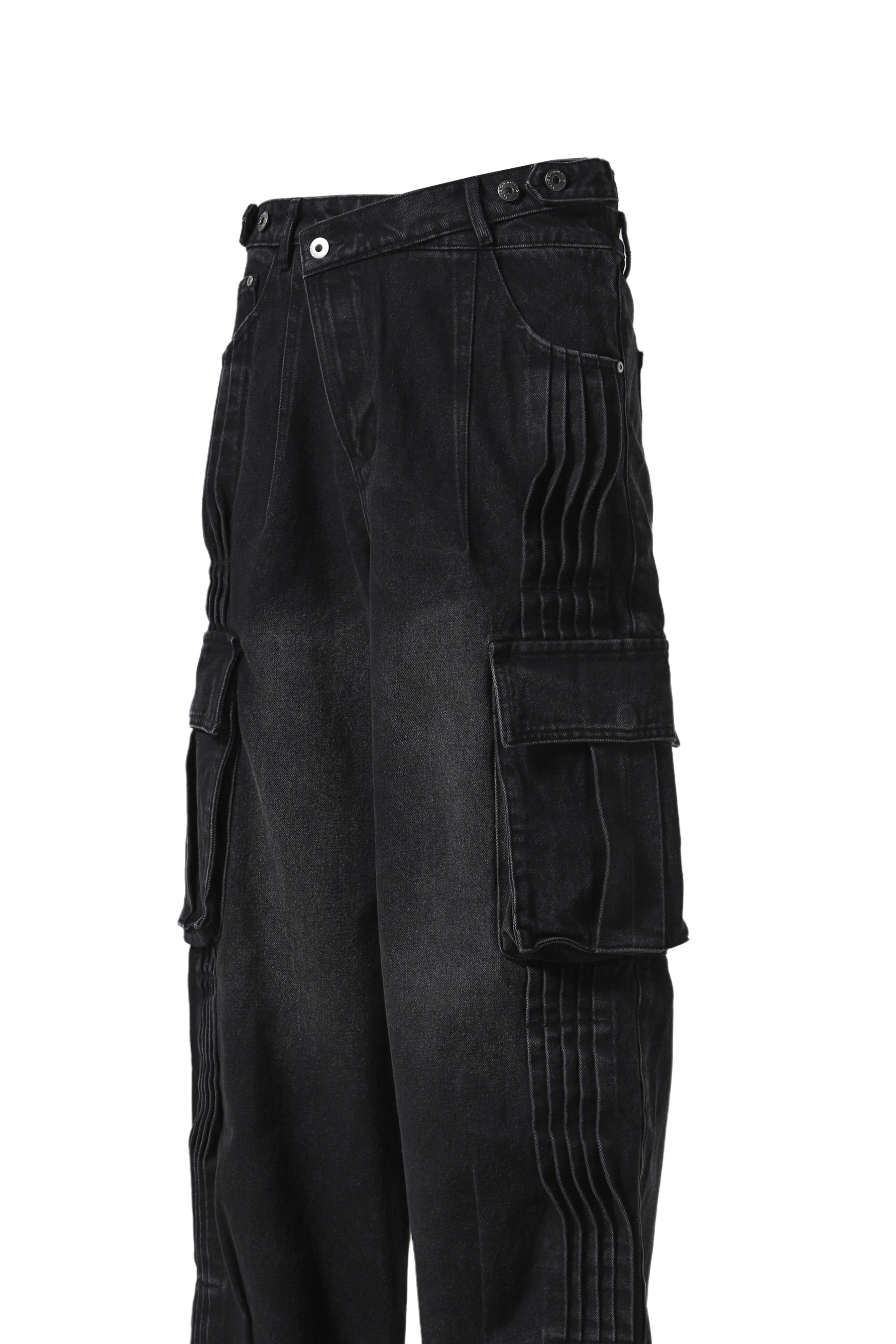 PRINTED CARGO PANTS / BLK - 4