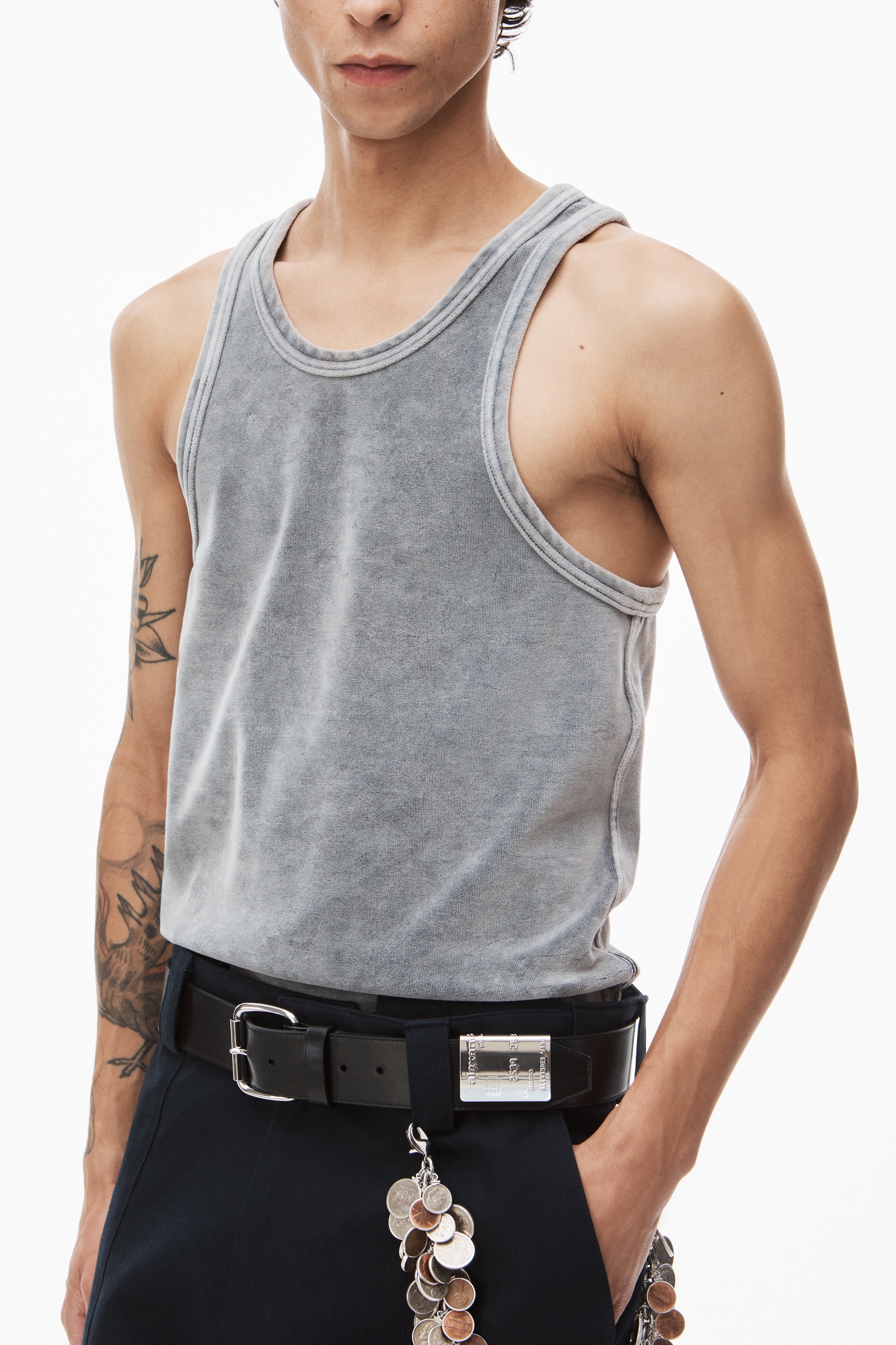 crew neck tank top in velour - 3