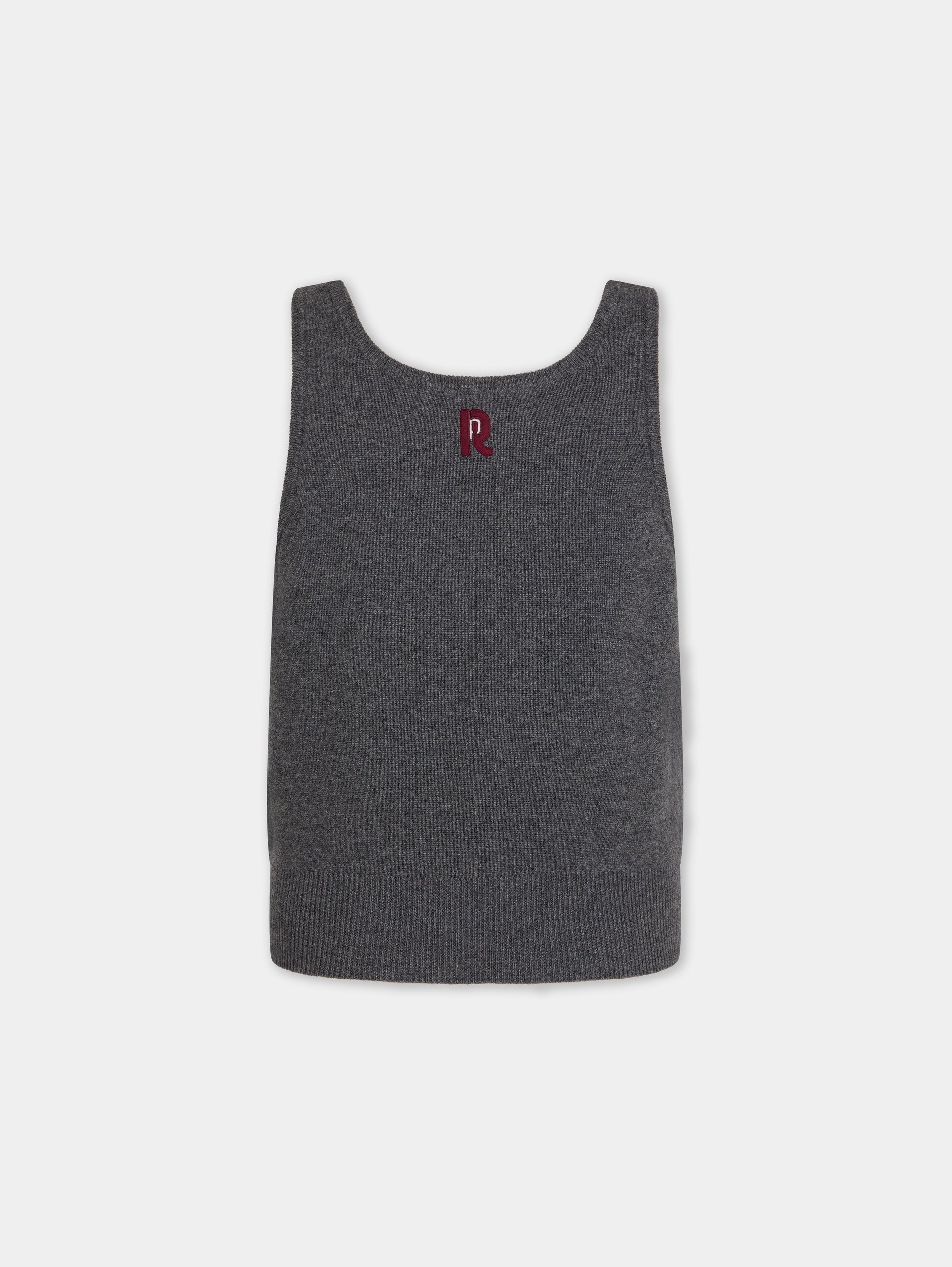 GREY SLEEVELESS JUMPER IN WOOL AND CASHMERE - 7