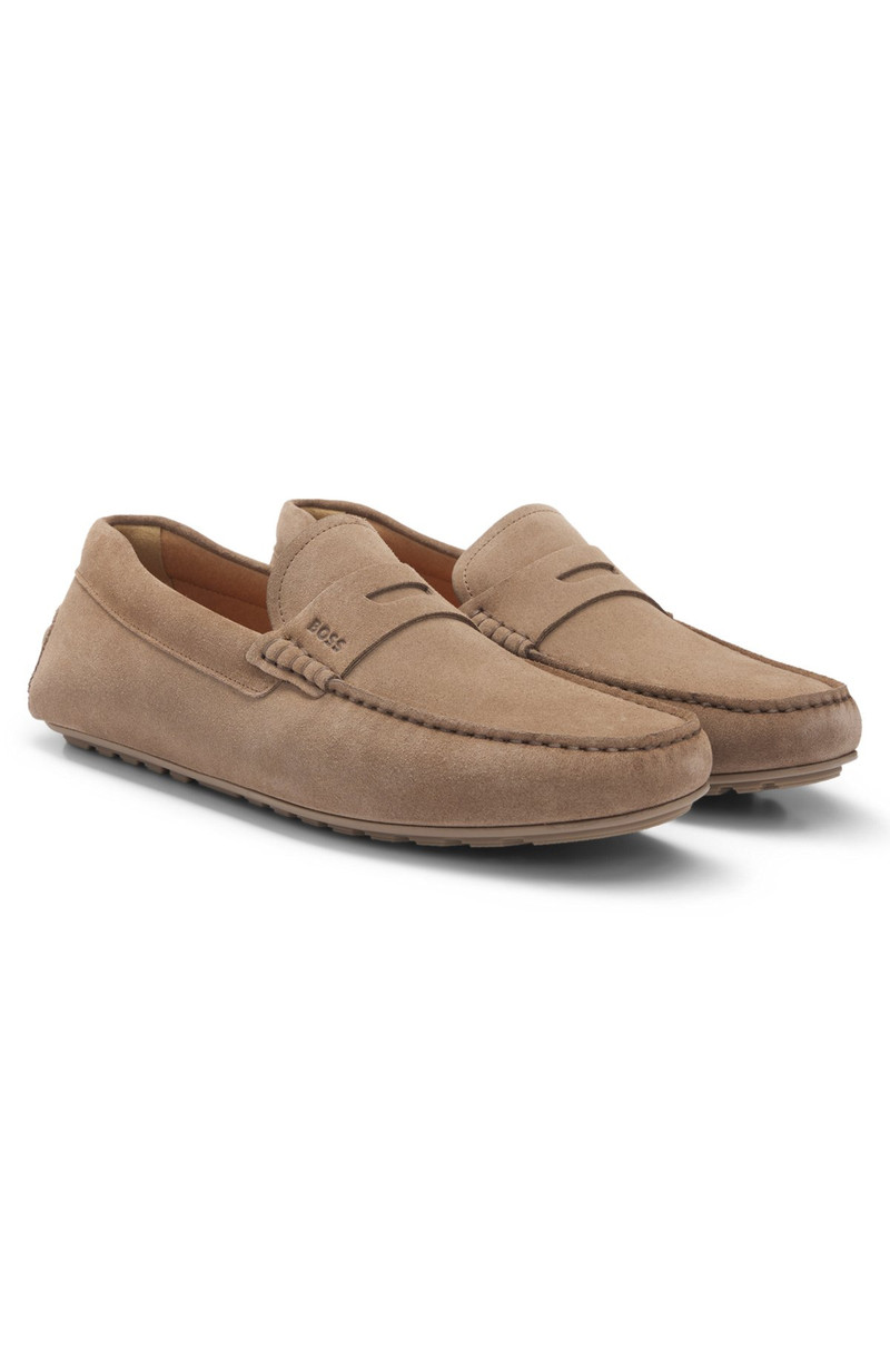 PORTUGUESE-CRAFTED MOCCASIN LOAFERS IN SUEDE WITH PENNY TRIM 2