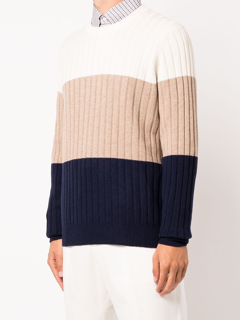 colourblock ribbed-knit cashmere jumper - 3