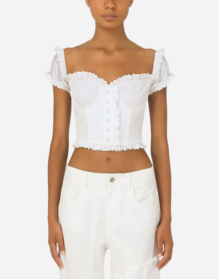 Poplin top with ruched details - 1