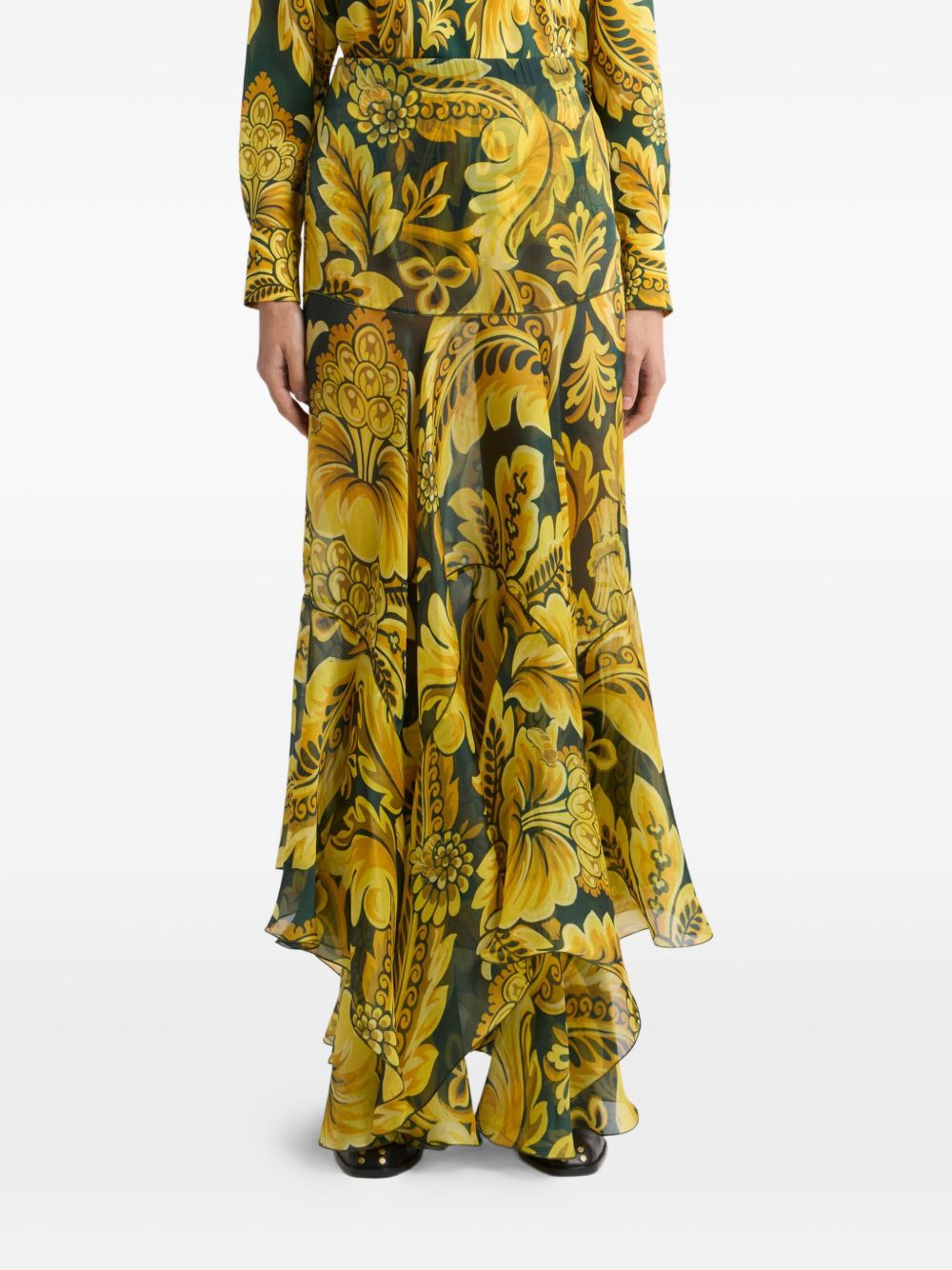 floral-print ruffled maxi skirt - 3
