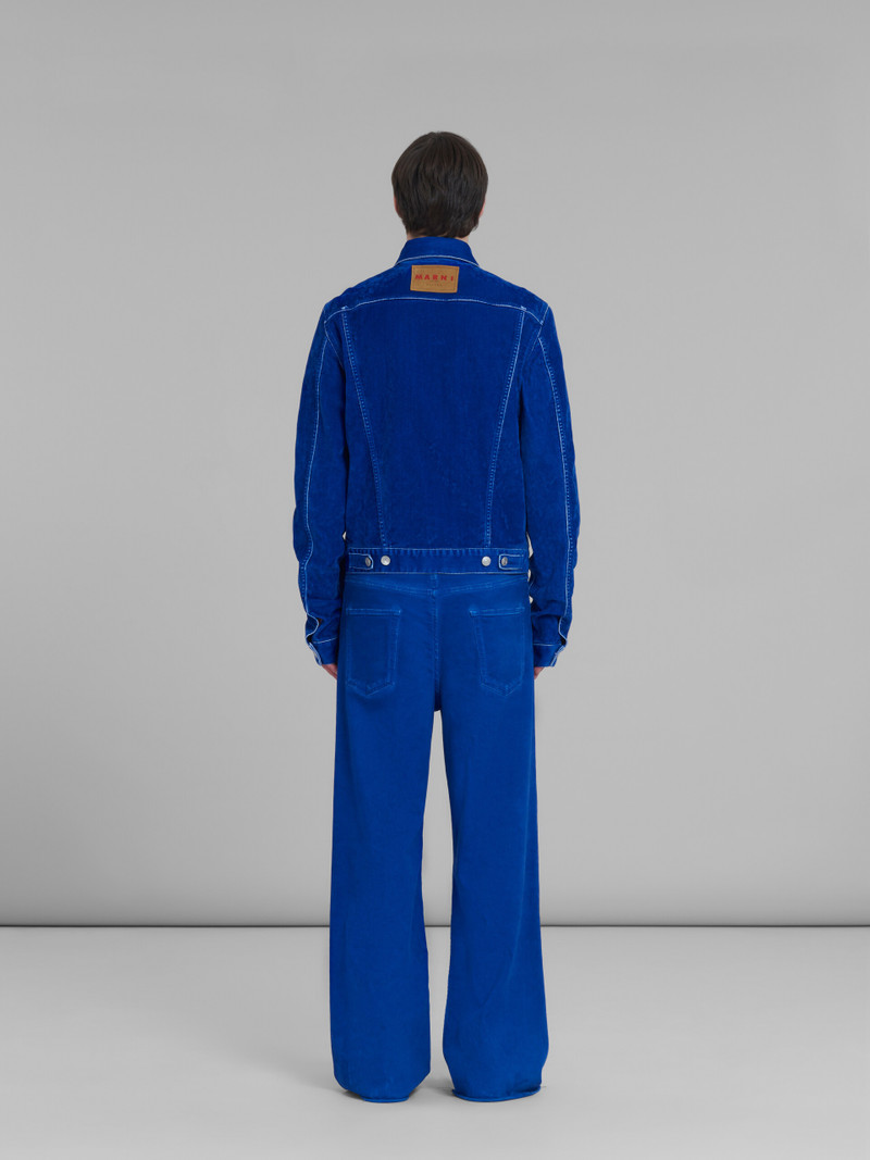 BLUE FLOCKED DENIM TRUCKER JACKET 3