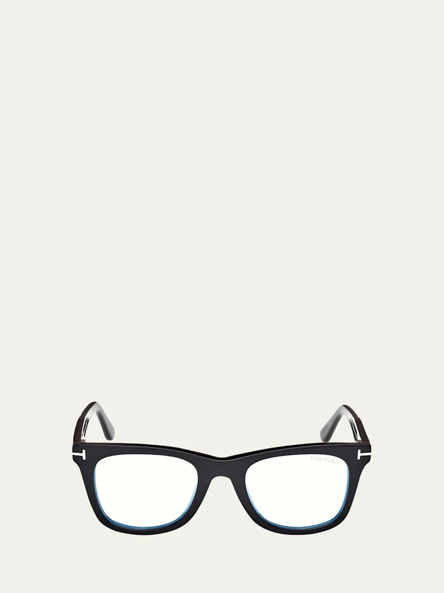 Blue Blocking Acetate Square Glasses With Clip-On Sun Lenses - 1