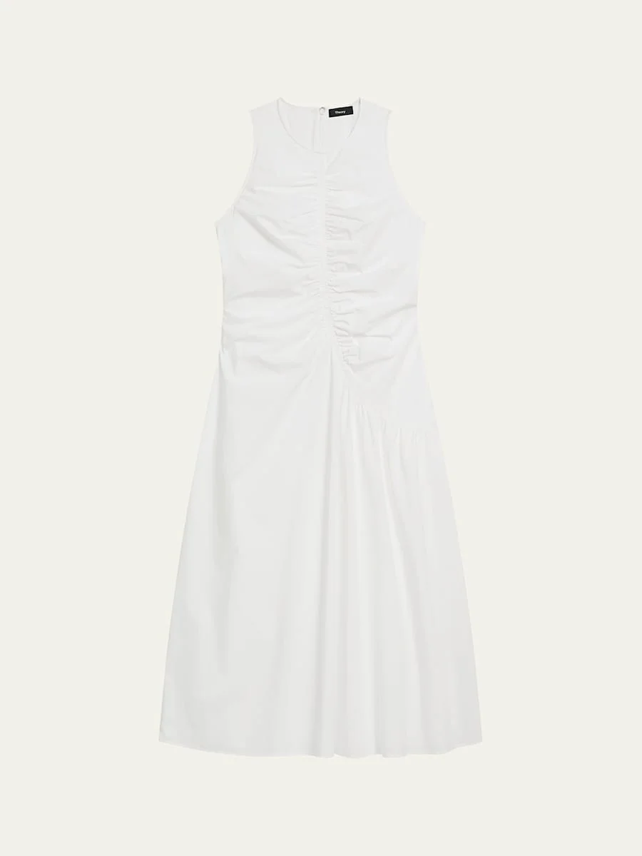 Asymmetric Ruched Tank Dress - 1