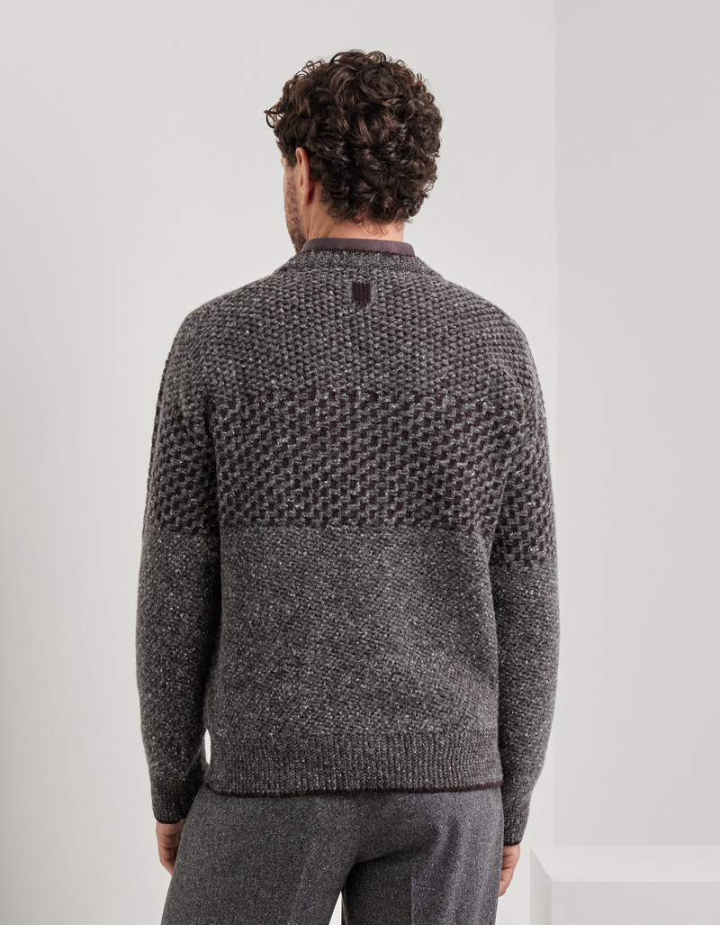 WOOL AND ALPACA BLEND JACQUARD BOUCLÉ CREW NECK 4