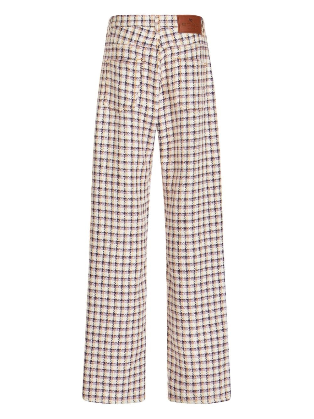 check-jacquard wide-leg trousers - 7