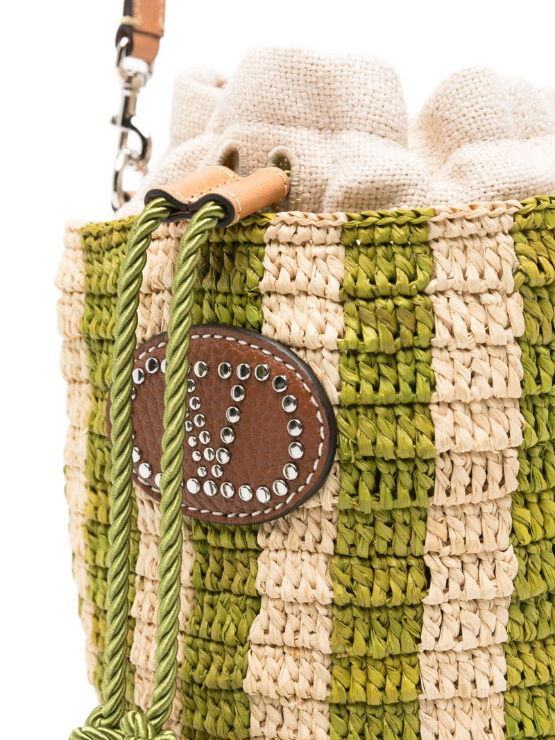 striped Vlogo raffia bucket bag 4