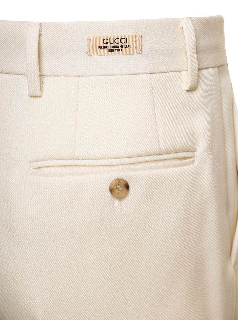 Gucci Men White Straight-Leg Pants With Gucci Cities Patch In Wool Man - 3