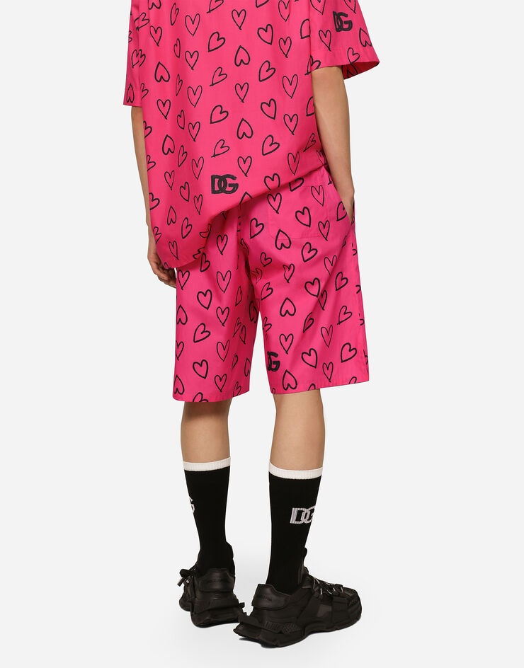 Cotton jogging shorts with DG heart print - 4