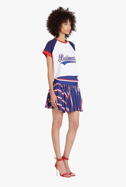 HIGH SUMMER CAPSULE - Blue and red striped pleated skirt - 7