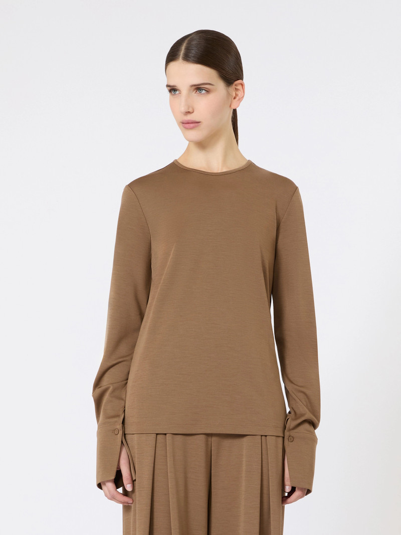 MADRE Wool jersey T-shirt - TOBACCO 3