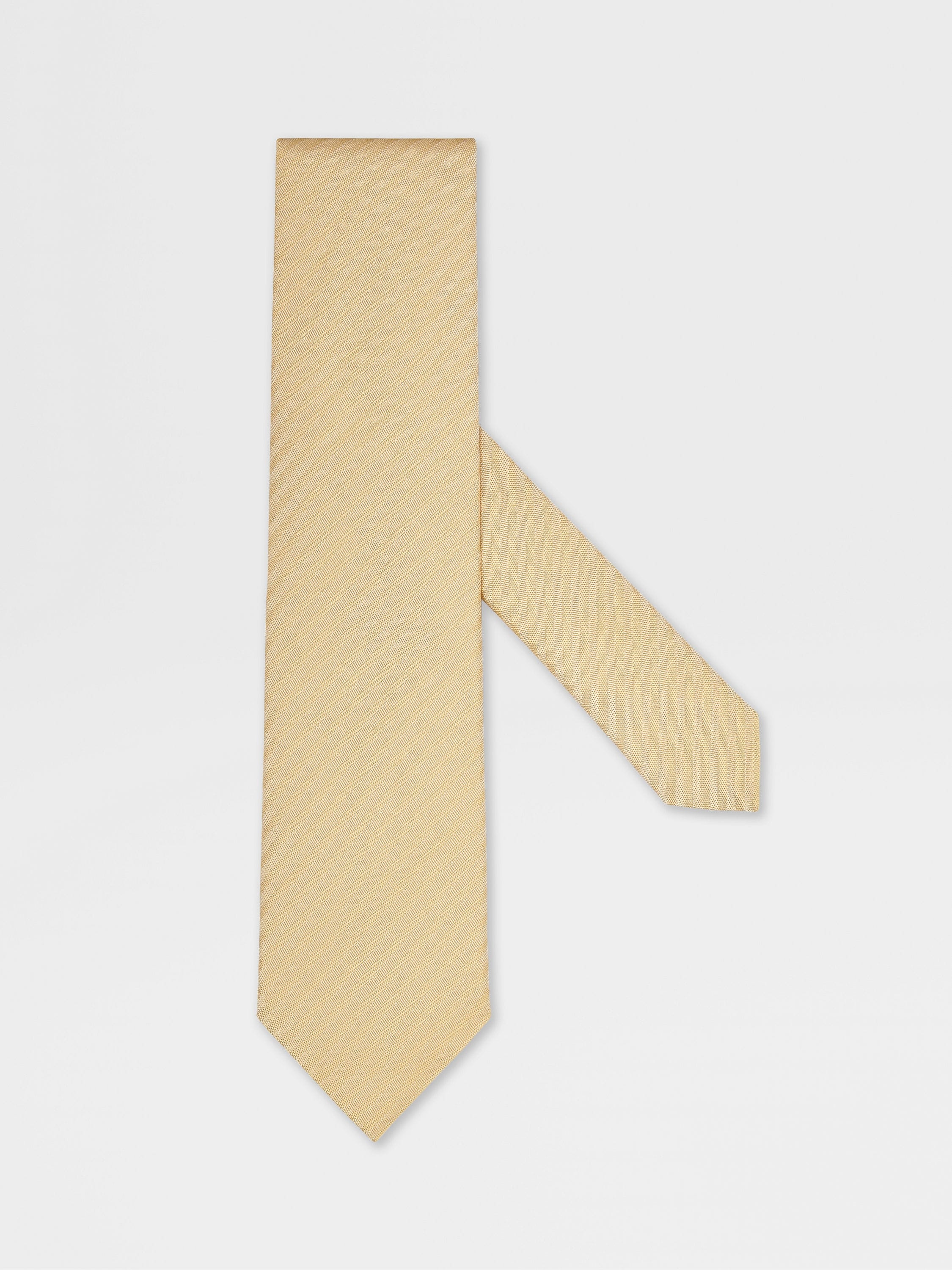 YELLOW JACQUARD SILK TIE - 1