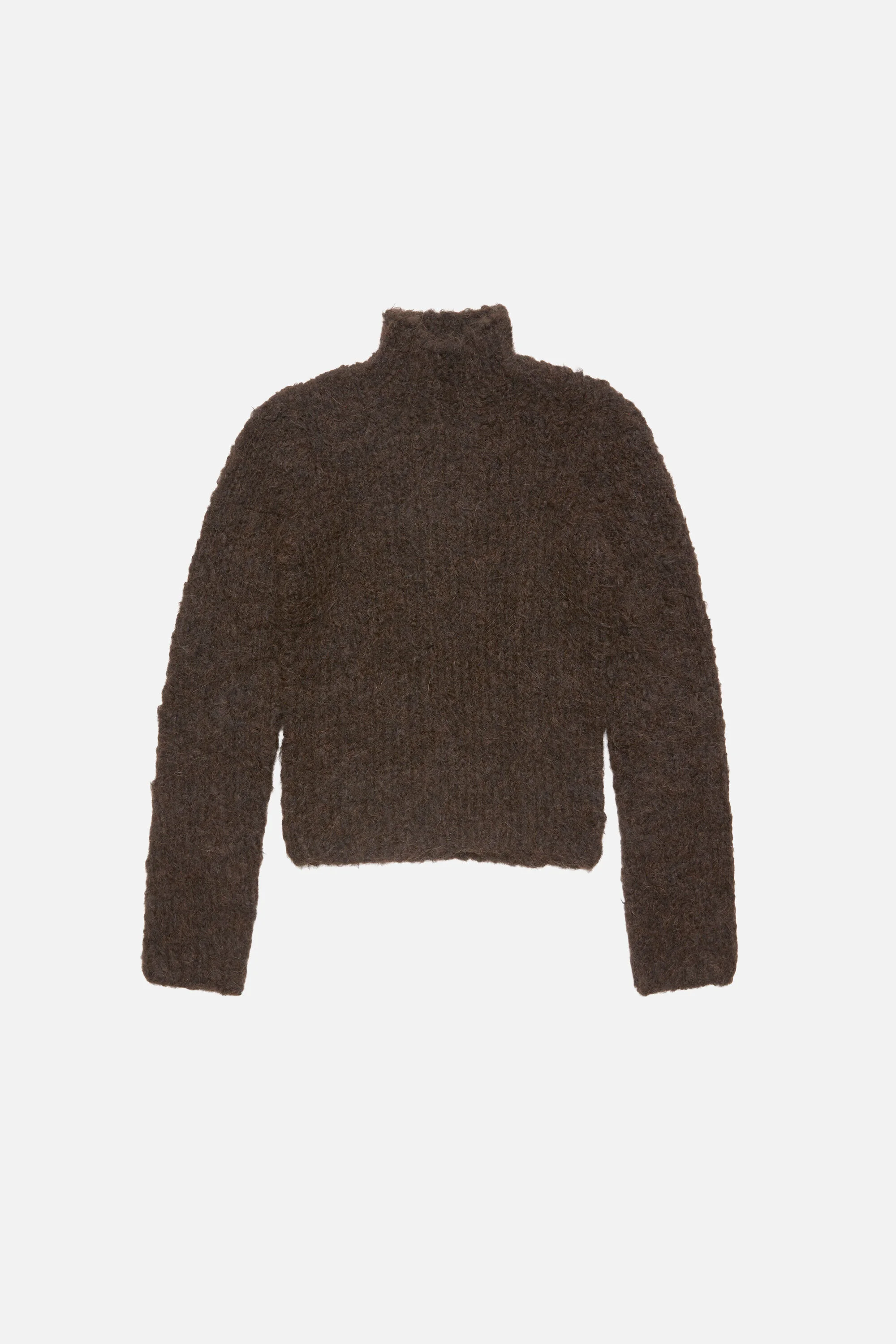 Hand-knit alpaca sweater - Dark brown - 1