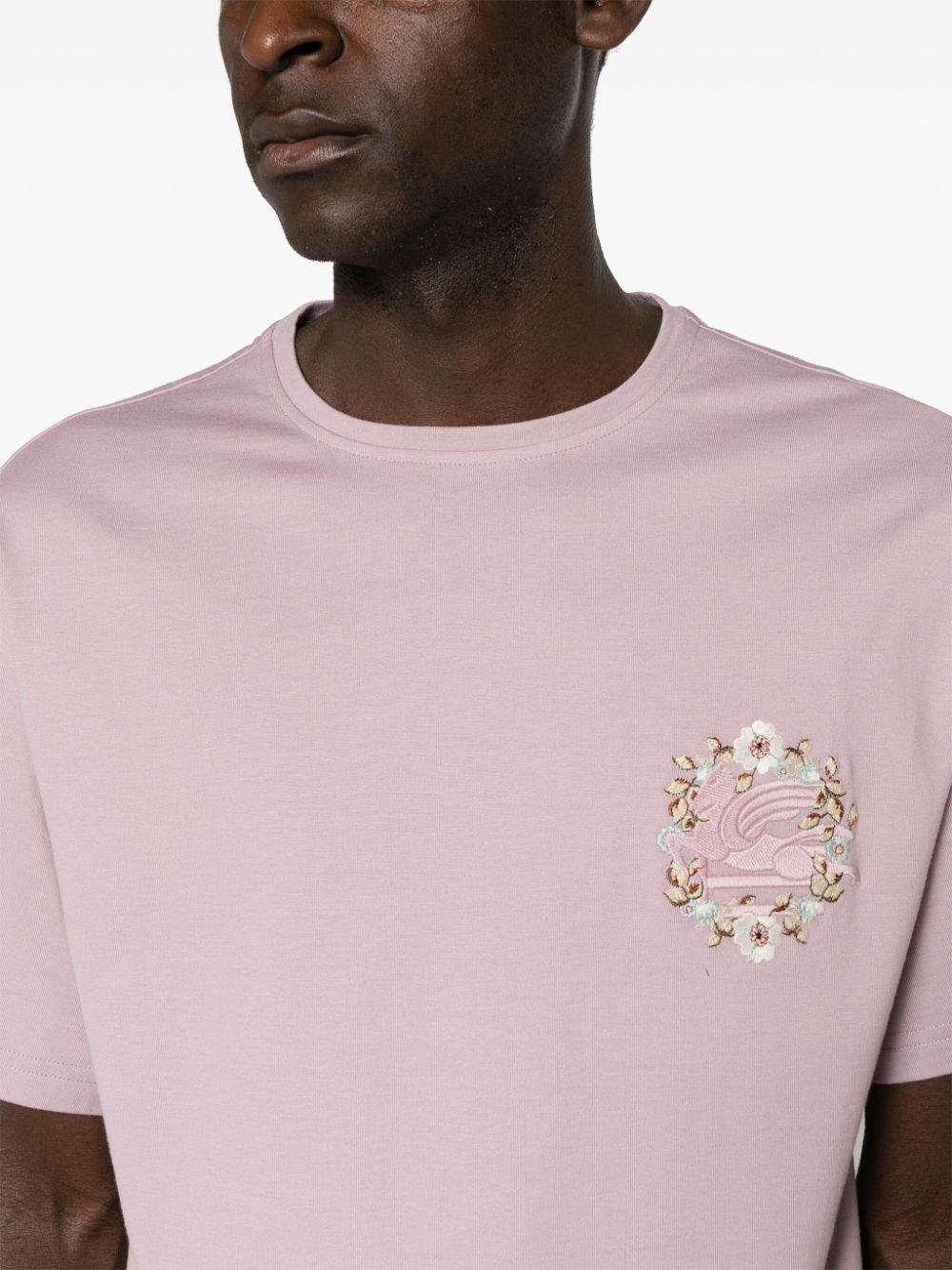 Pegaso-embroidered cotton T-shirt - 5