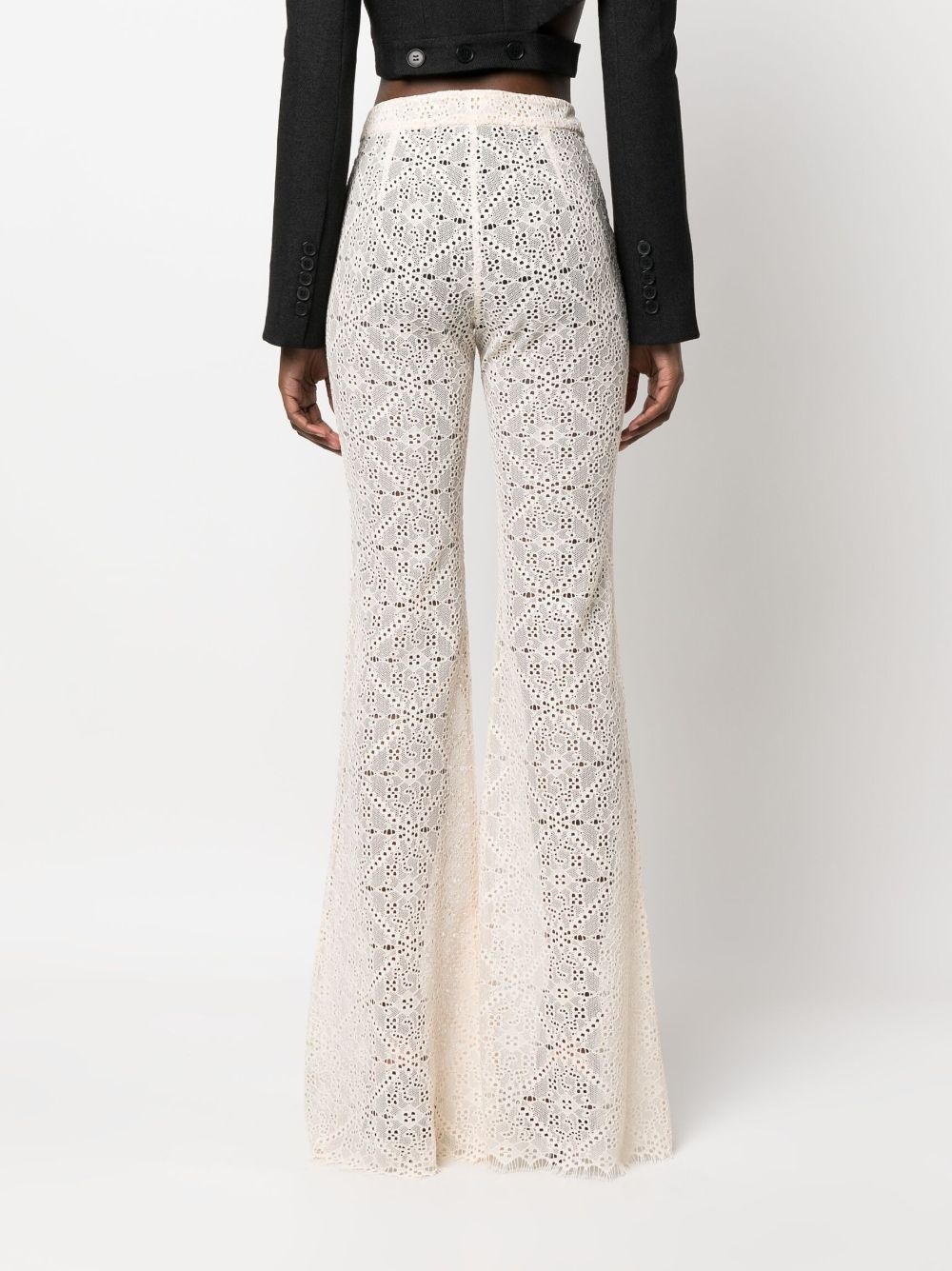 sheer-lace flared trousers - 4