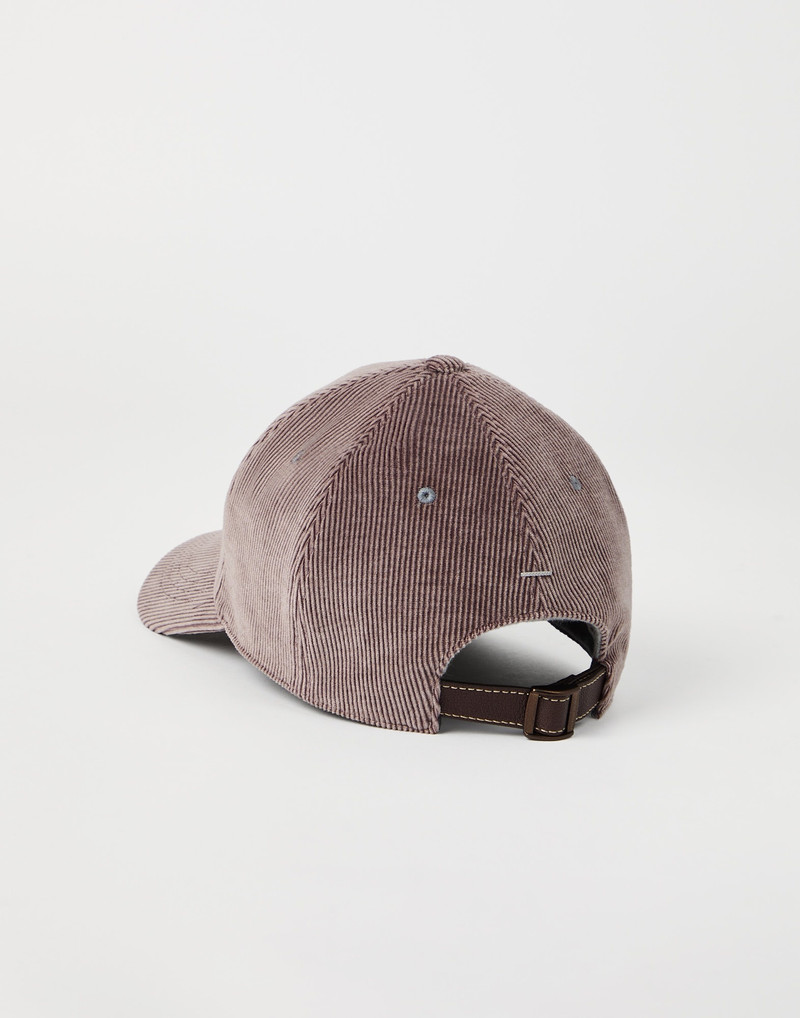 Brunello Cucinelli Comfort cotton and cashmere corduroy baseball cap with BC patch outlook