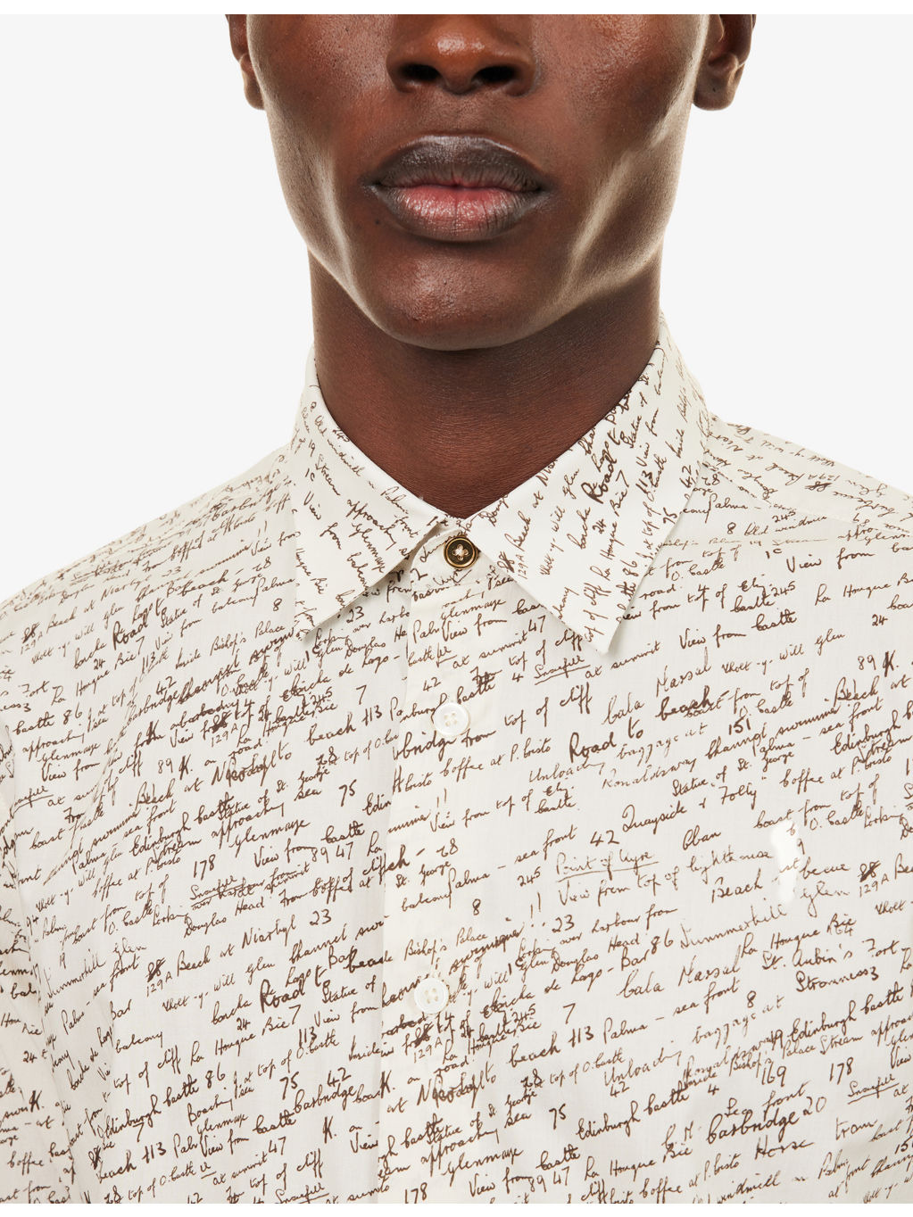Writing-Print Slim-Fit Cotton-Poplin Shirt - 5