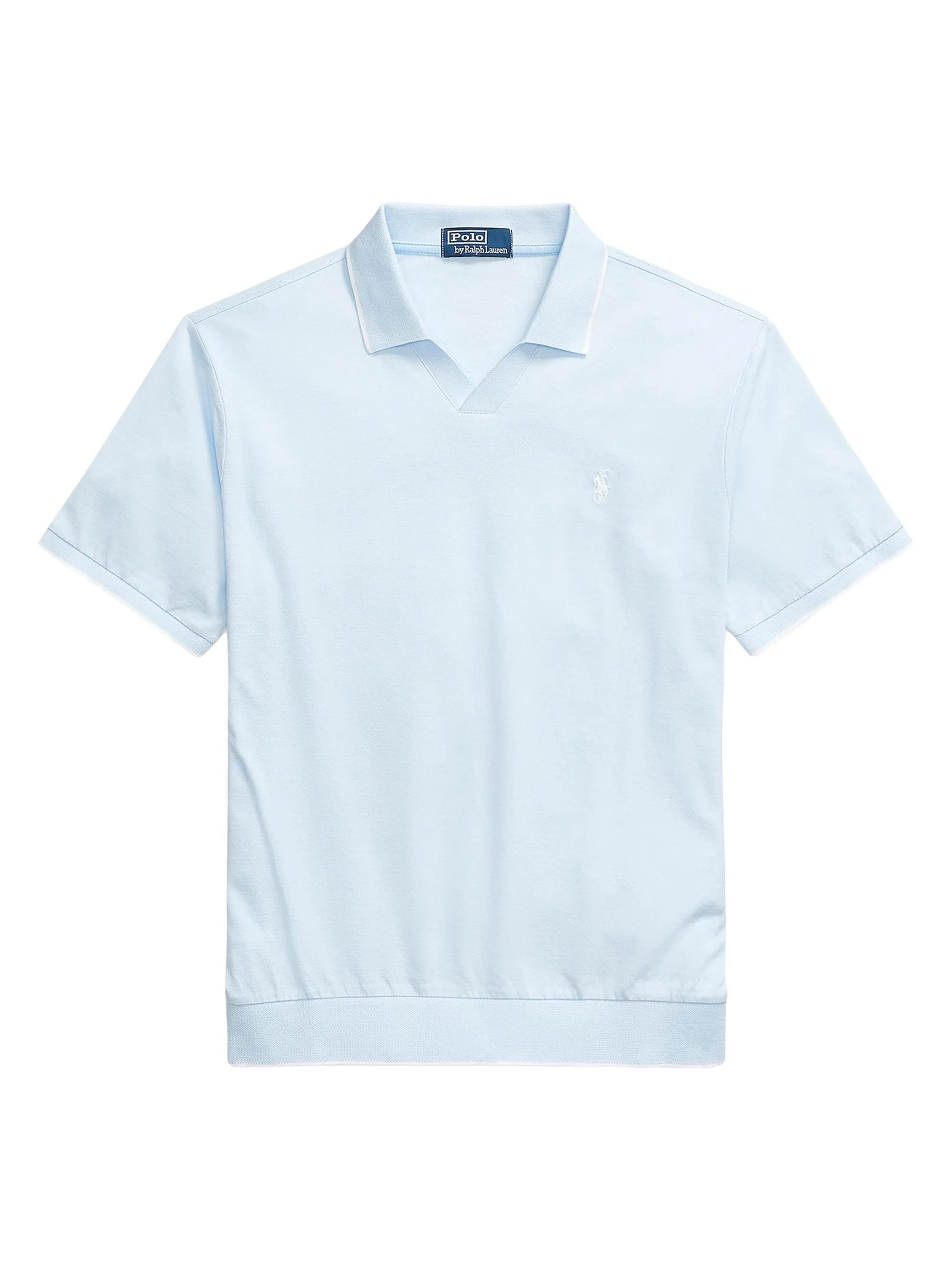 Men's Jacquard Mesh Cotton Polo Shirt - Office Blue - 1