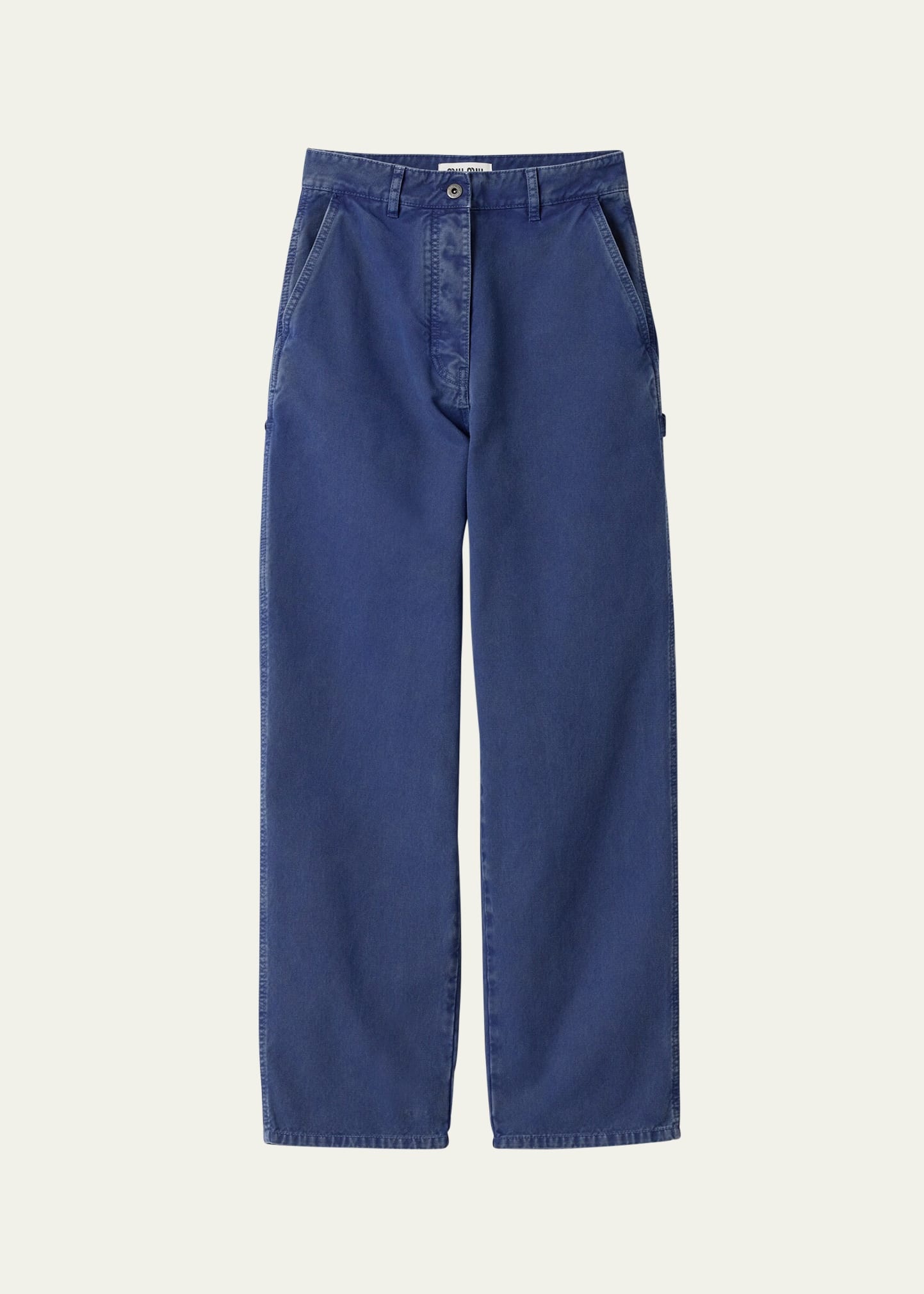 Mid-Rise Fitted Cotton Pants - 1
