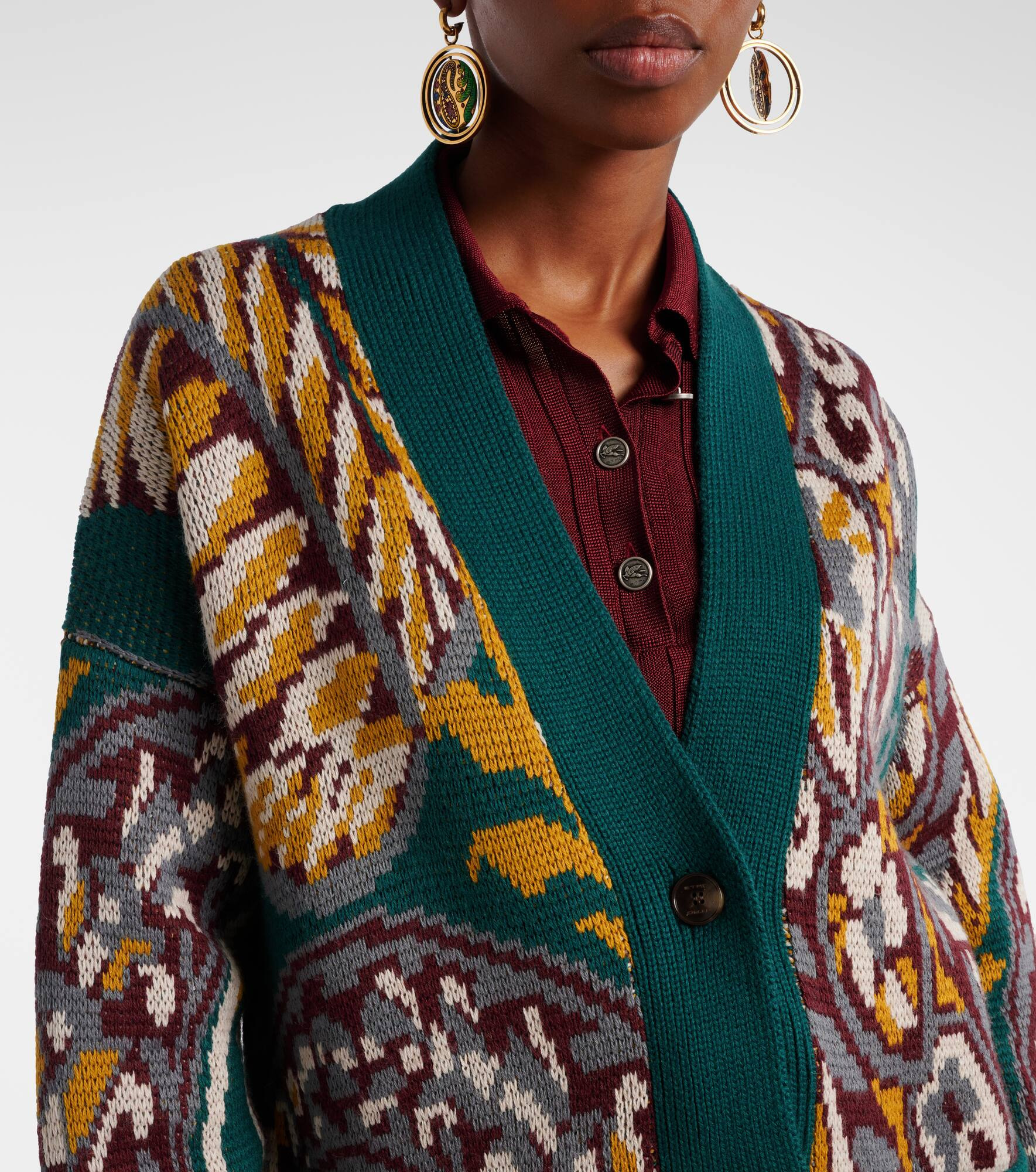 Jacquard wool-blend cardigan - 4