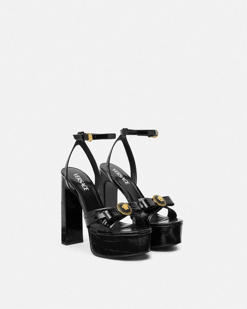 VERSACE Croc-Effect Gianni Ribbon Sandals 140 mm outlook