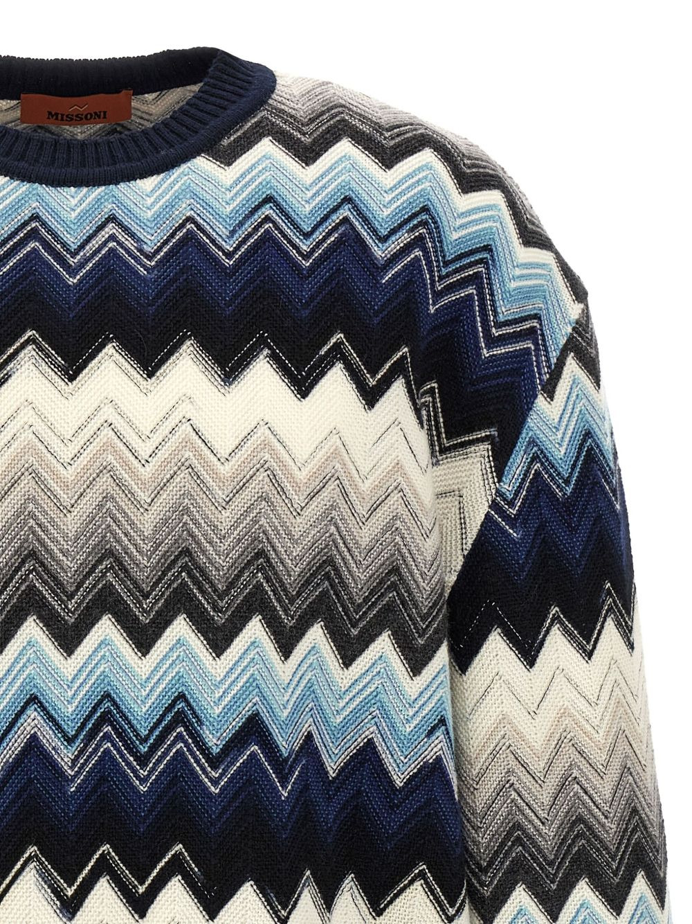 Zigzag-pattern crew-neck sweater - 3