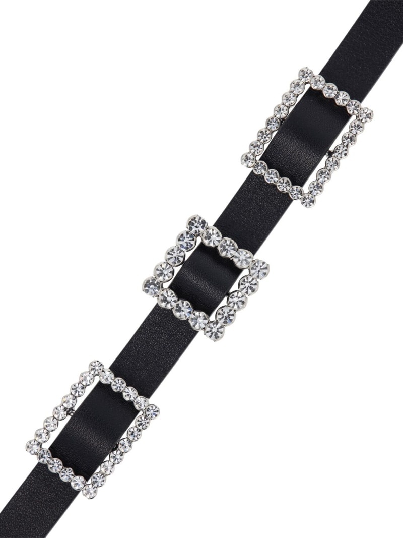 Leather choker w/ crystal buckles - 3
