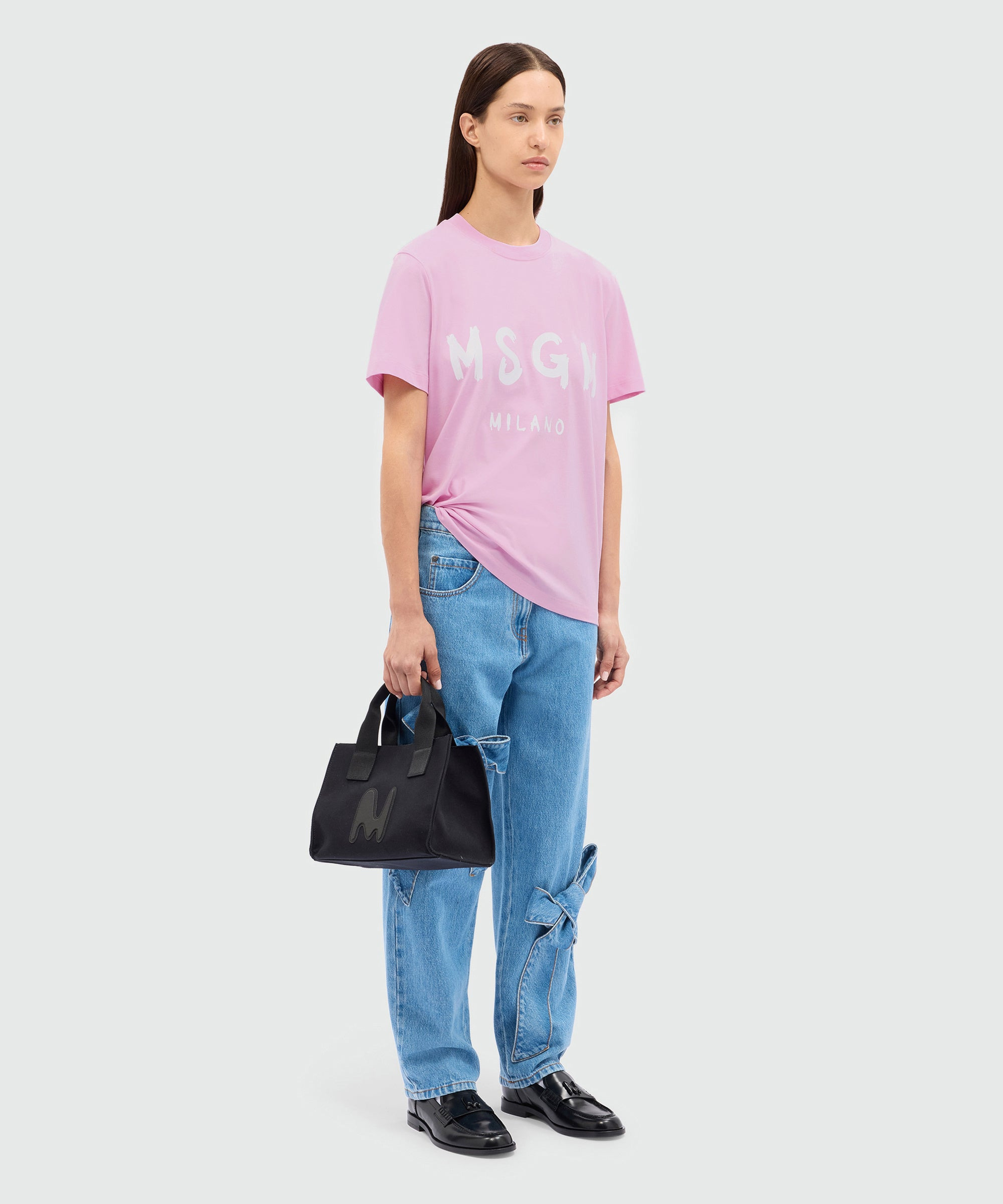 Pink jersey T-shirt with MSGM brushstroke logo - 6