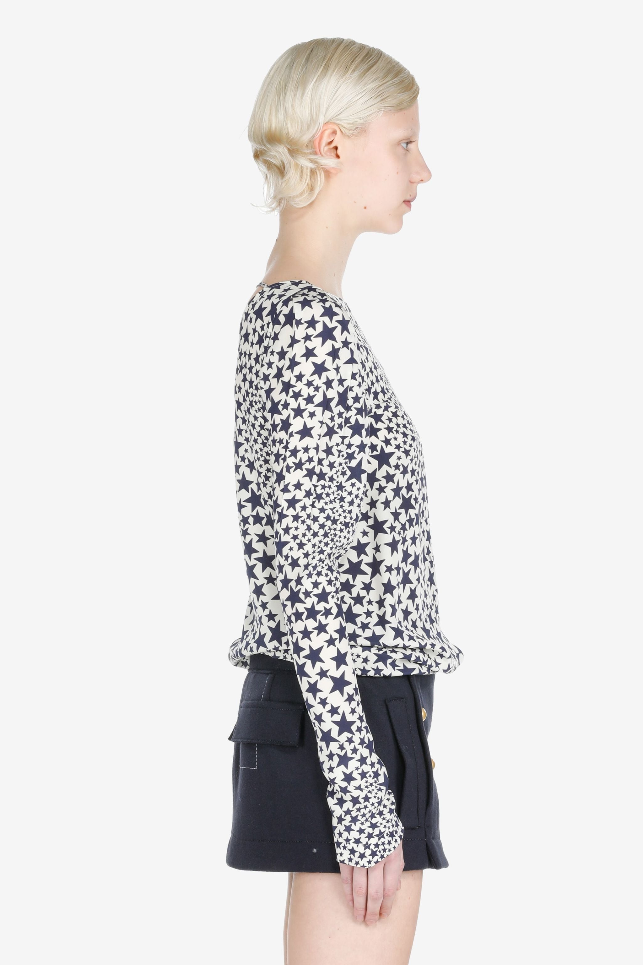 STAR PRINT SILK TOP - 3