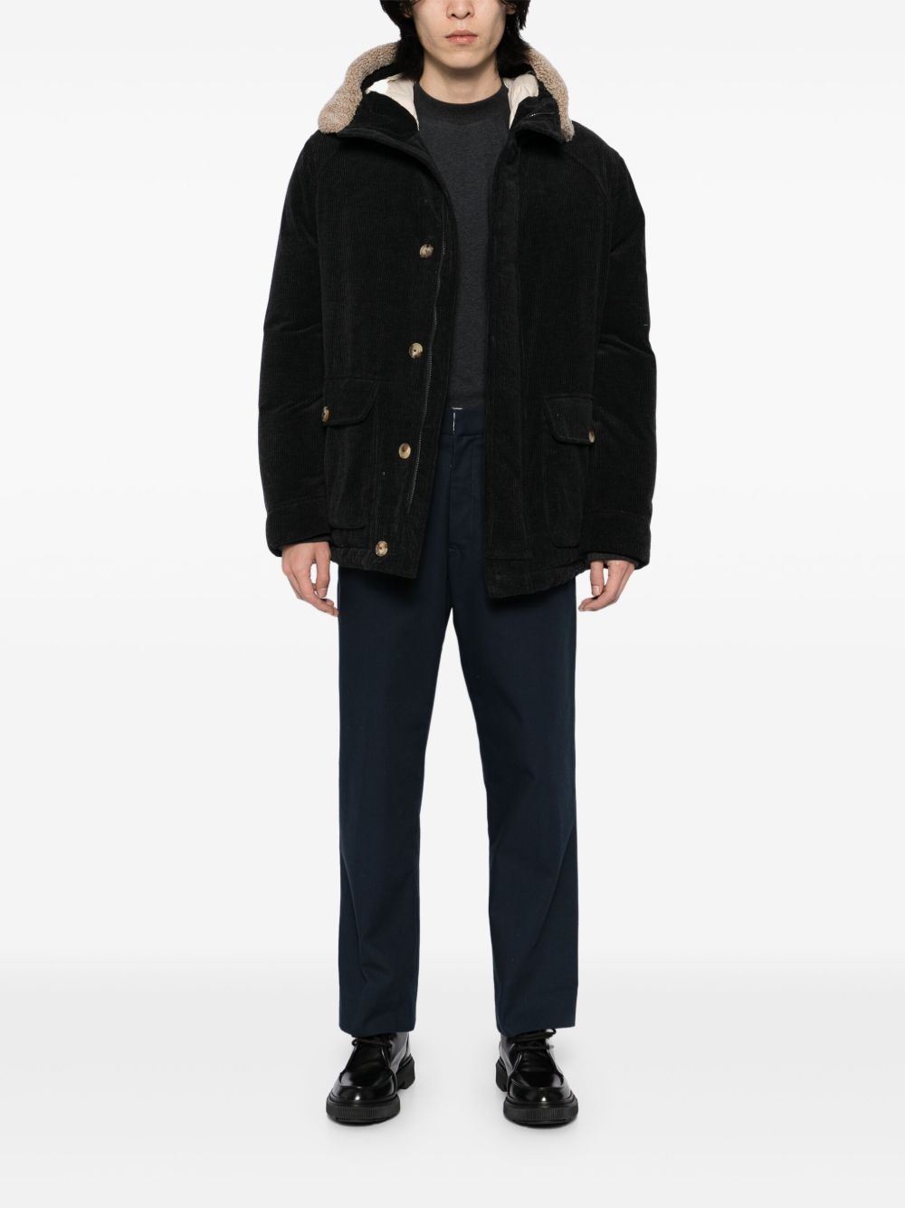 corduroy single breasted coat - 2