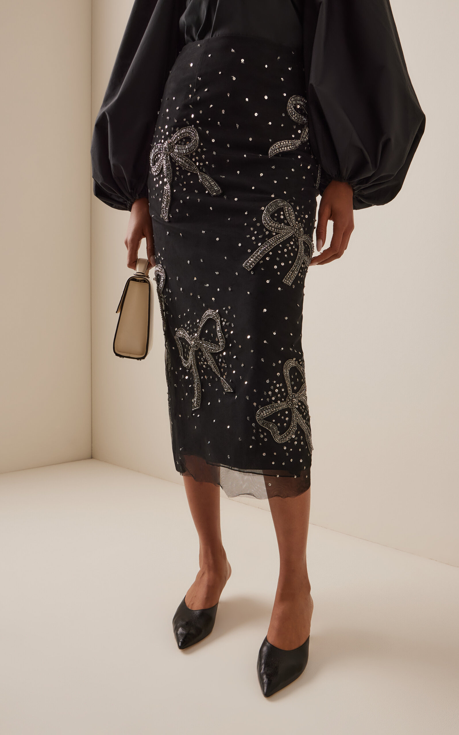 Embellished Tulle Midi Skirt black - 3