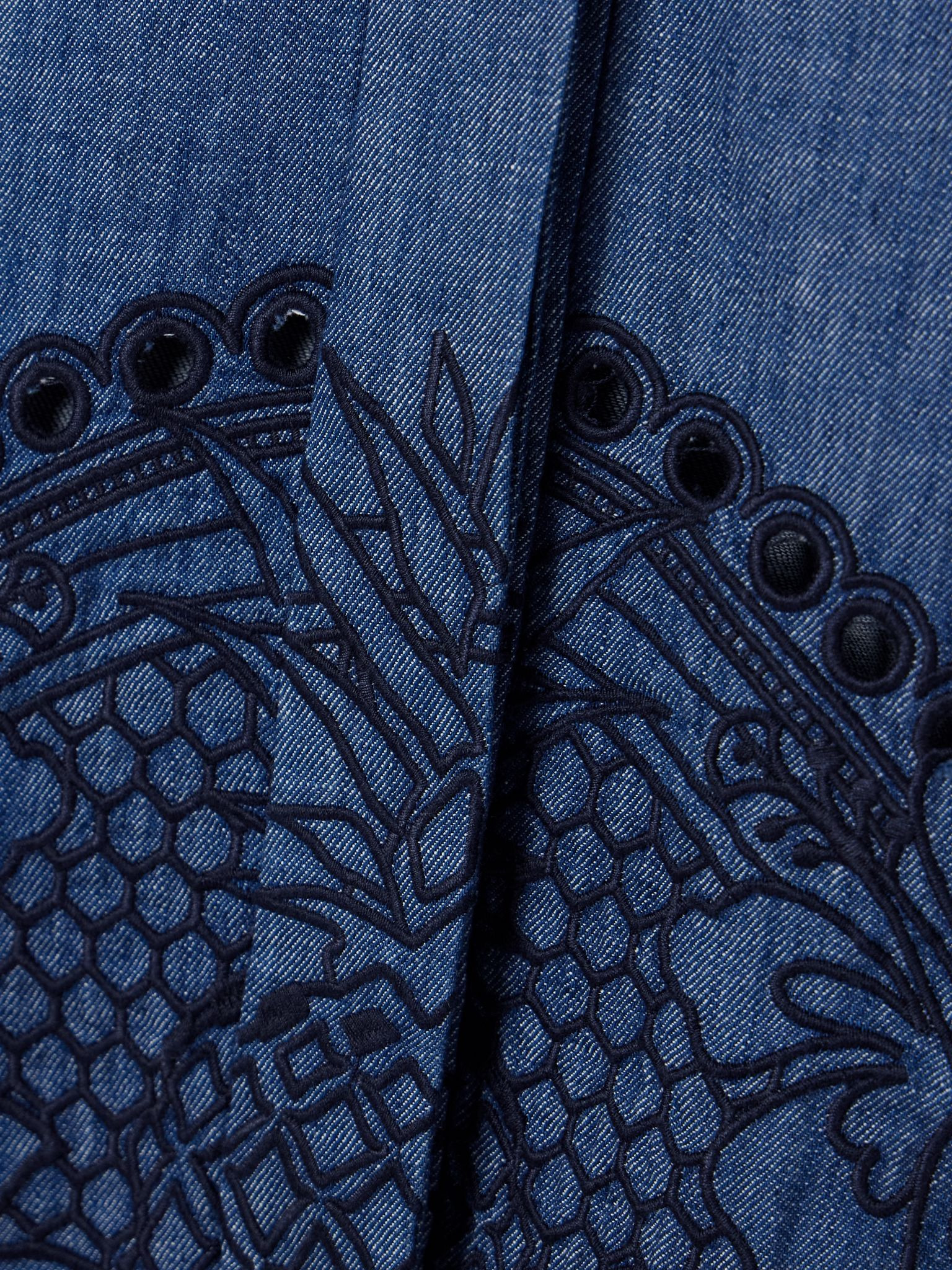 Coco embroidered cotton-chambray shirt Blue - 4