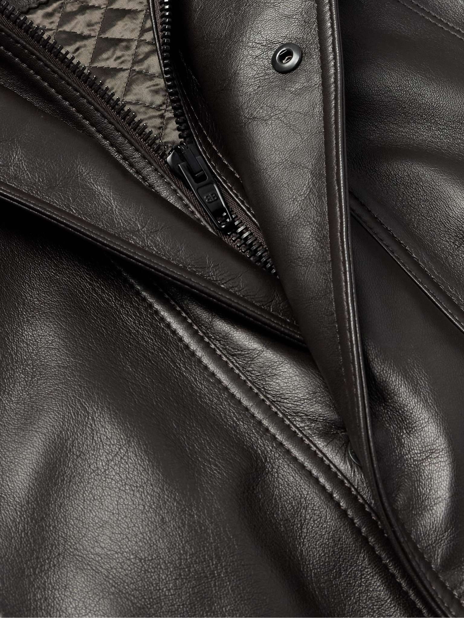 Oversized Padded Leather Jacket - 5