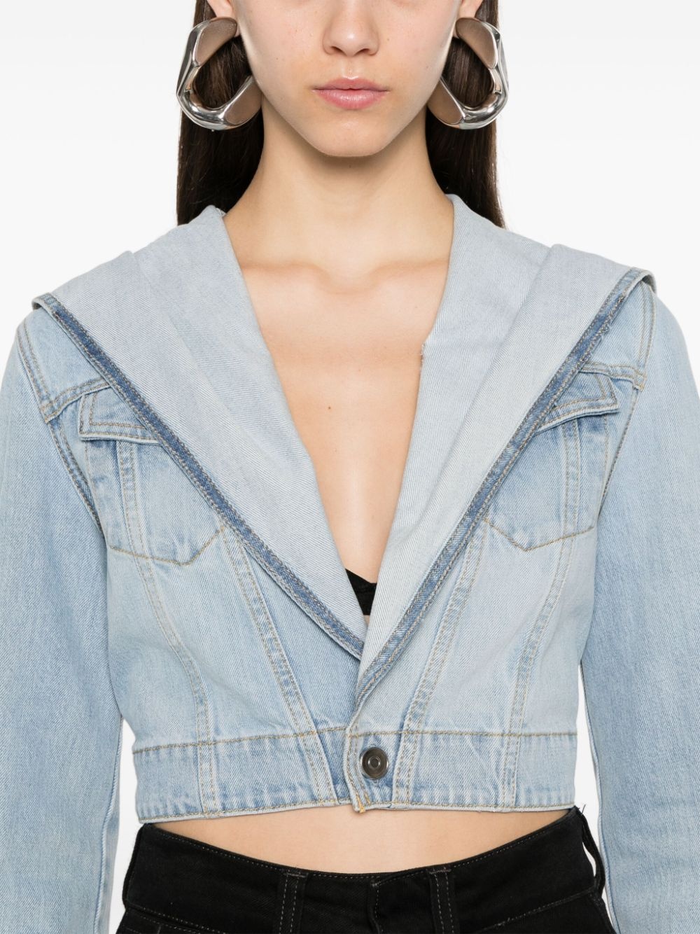 hooded denim jacket - 5