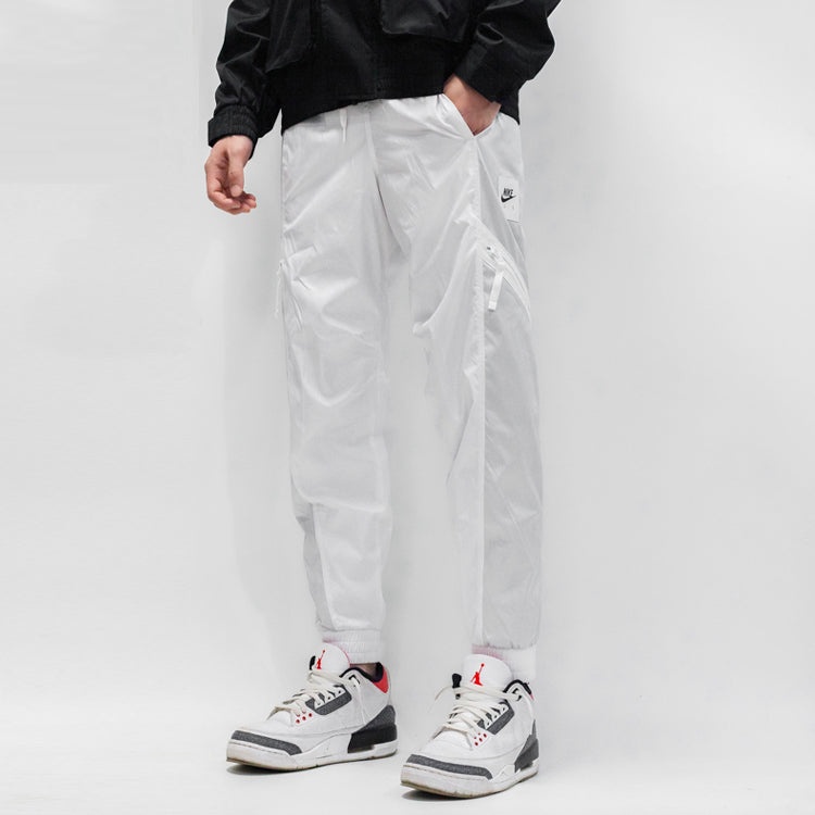 Nike Air Contrast Stitched Windproof Tie Woven Sweatpants For Men White DA0241-100 - 7