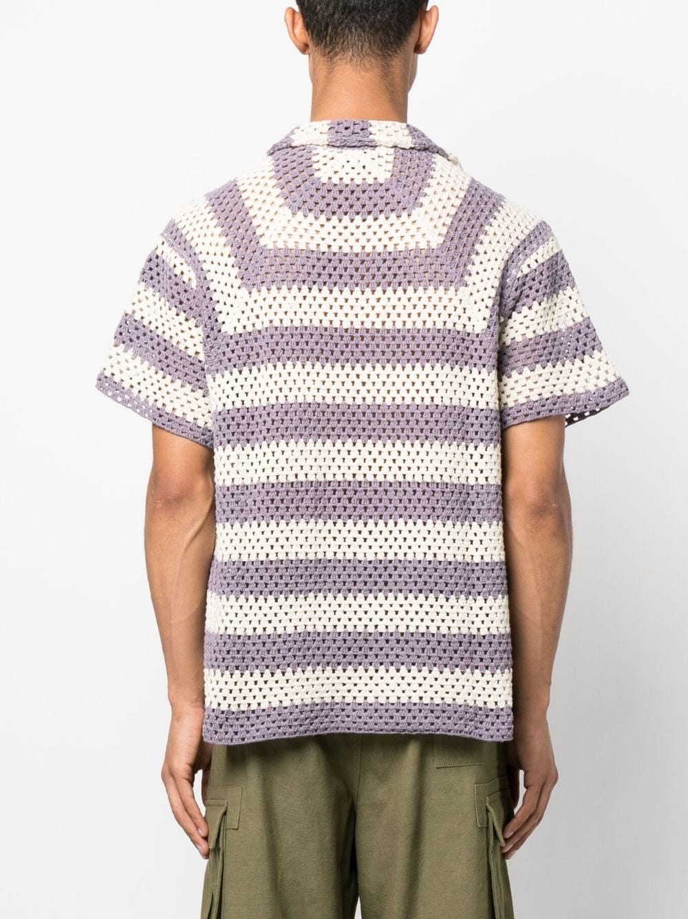 striped crochet-knit shirt - 4