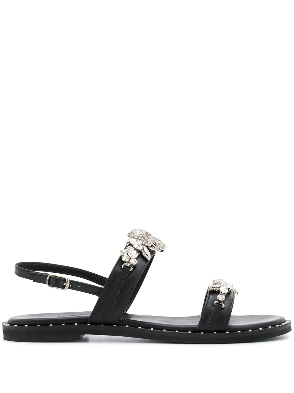 crystal embellished flat sandals - 1