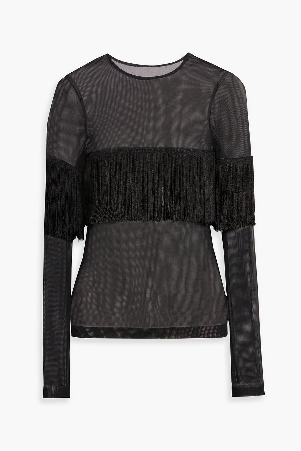Fringed stretch-mesh top - 1