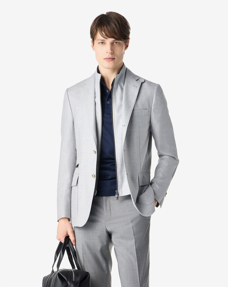 CORNELIANI Light grey silk and wool jacket with vest outlook