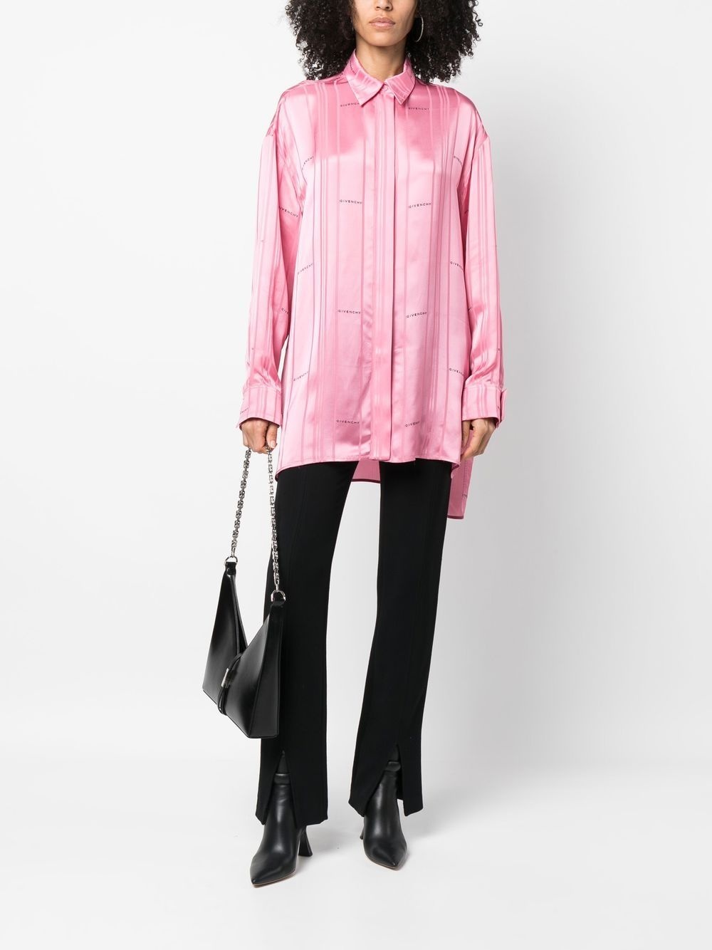 logo-jacquard striped shirt - 2