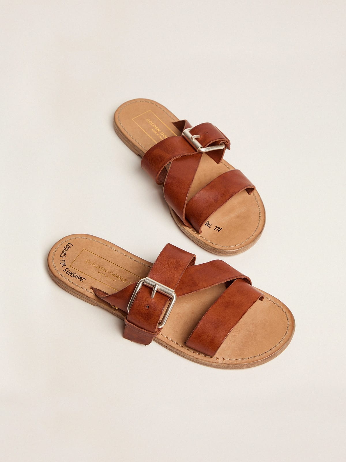 Margaret flat sandals in resin-coated leather - 2