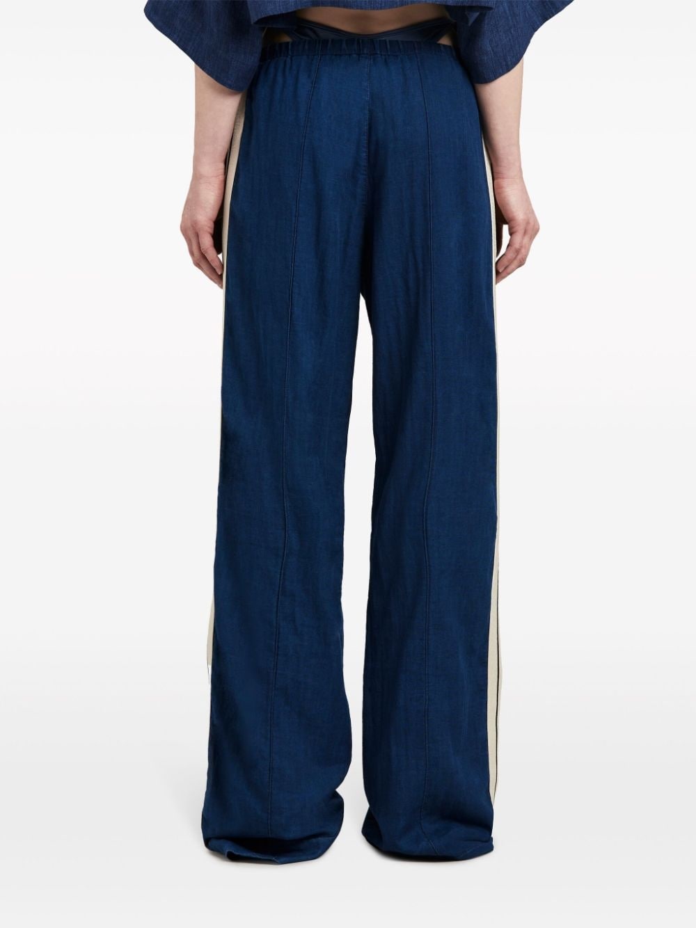 side-stripe chambray trousers - 5