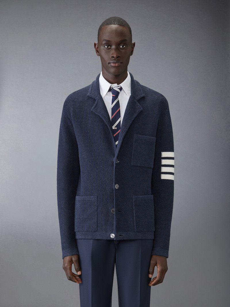 Thom Browne Linen Cotton 4-Bar Caridgan Jacket outlook
