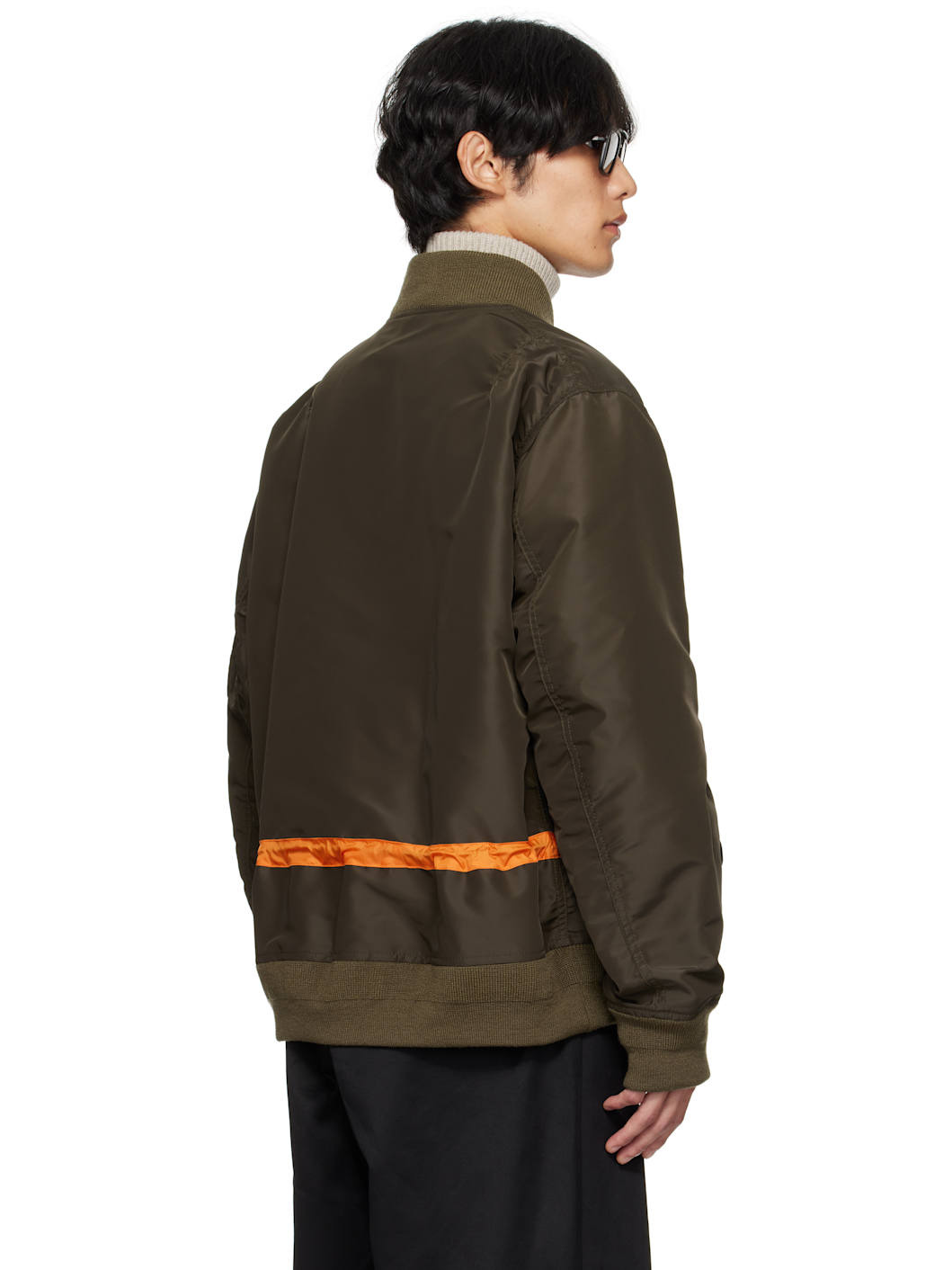 Khaki Nylon Twill Blouson Bomber Jacket - 3